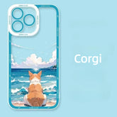 Dog-Themed iPhone 14 15 16 Pro Max Silicone Case - Corgi Pattern